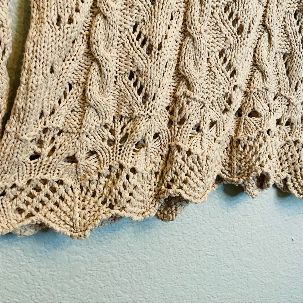 Black Swan Beige Knot Crochet Bell Sleeve Boho Festival Long Sleeve Top | Large - Picture 4 of 6